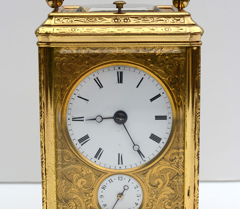 Small Engraved French Carriage Clock
